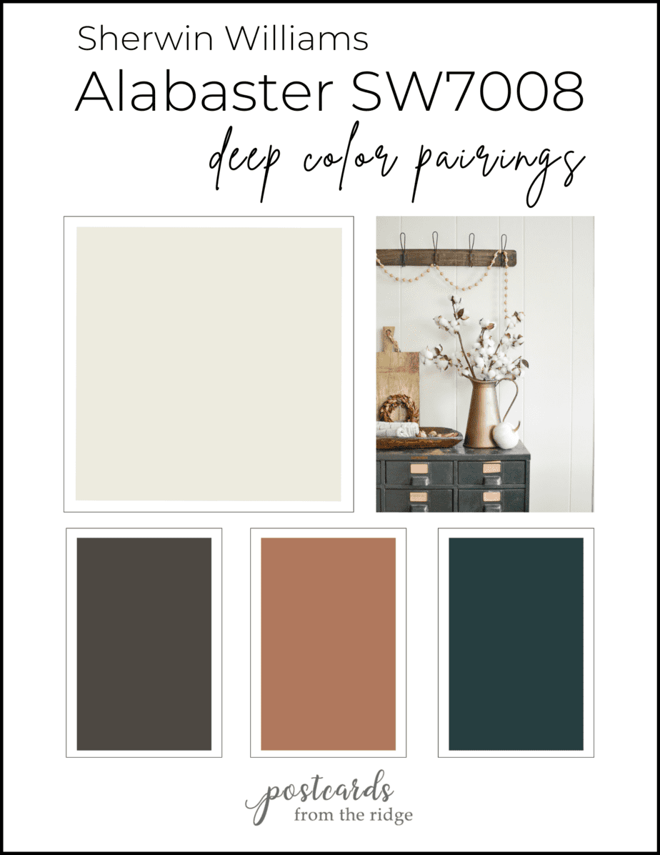 Sherwin Williams Alabaster SW7008 Color Palettes and Review Postcards from the Ridge