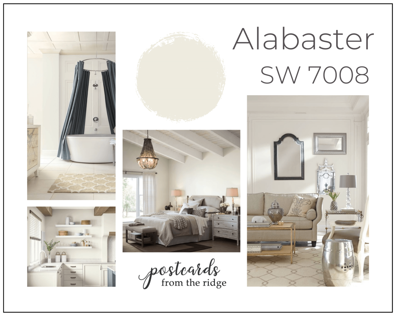 Sherwin Williams Alabaster SW7008 Color Palettes And Review - Postcards ...