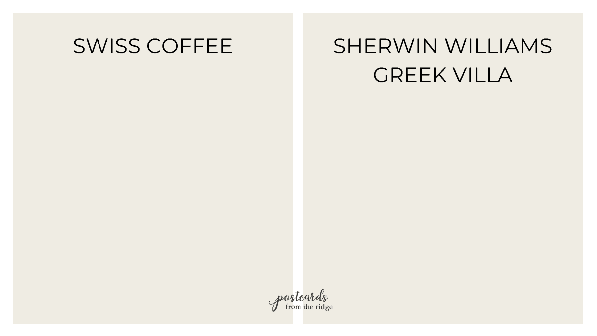 swiss coffee vs sherwin williams greek villa