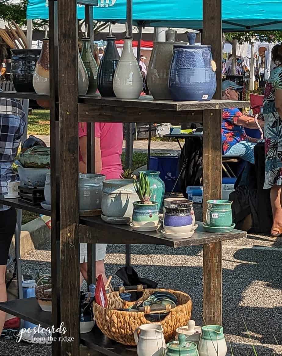 handmade pottery at lavender festival oak ridge