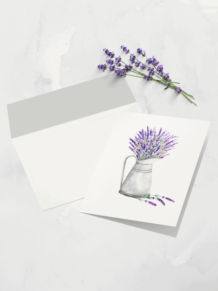 watercolor lavender notecard