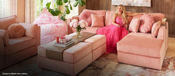 pink sectional sofa