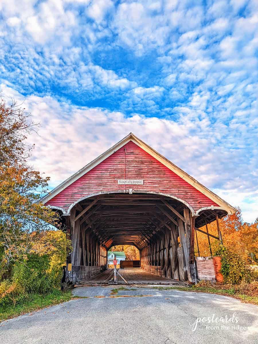 Vermont old covered bridge in the fall
