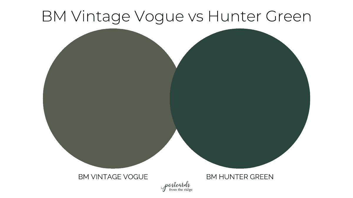 Benjamin Moore Vintage Vogue vs Hunter Green