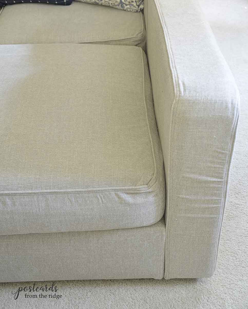 lovesac sofa beachwood rained chenille