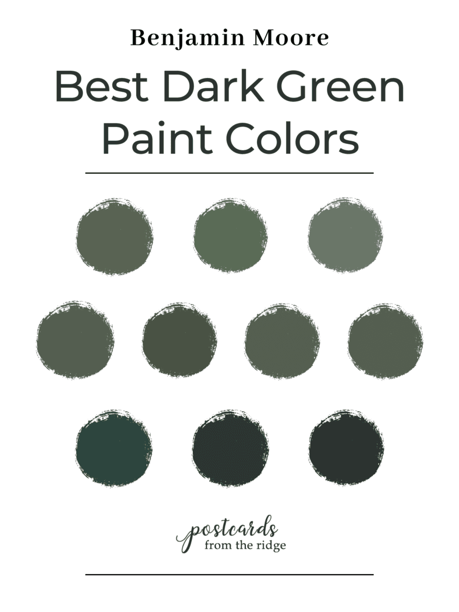 Benjamin Moore dark green paint color palette
