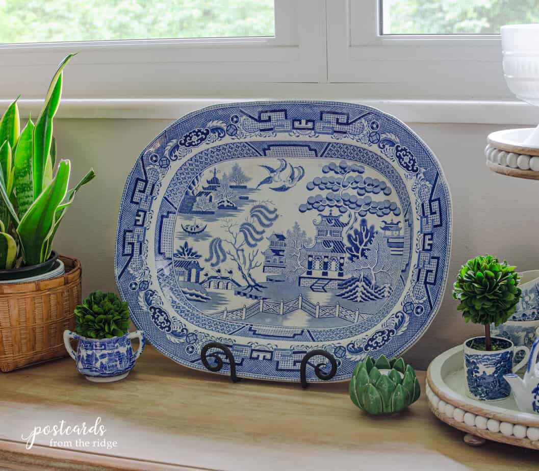 vintage blue willow platter