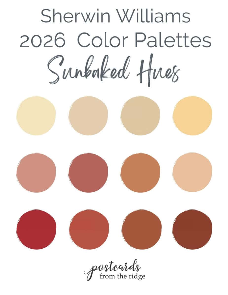 Sherwin Williams 2026 color palette Sunbaked Hues