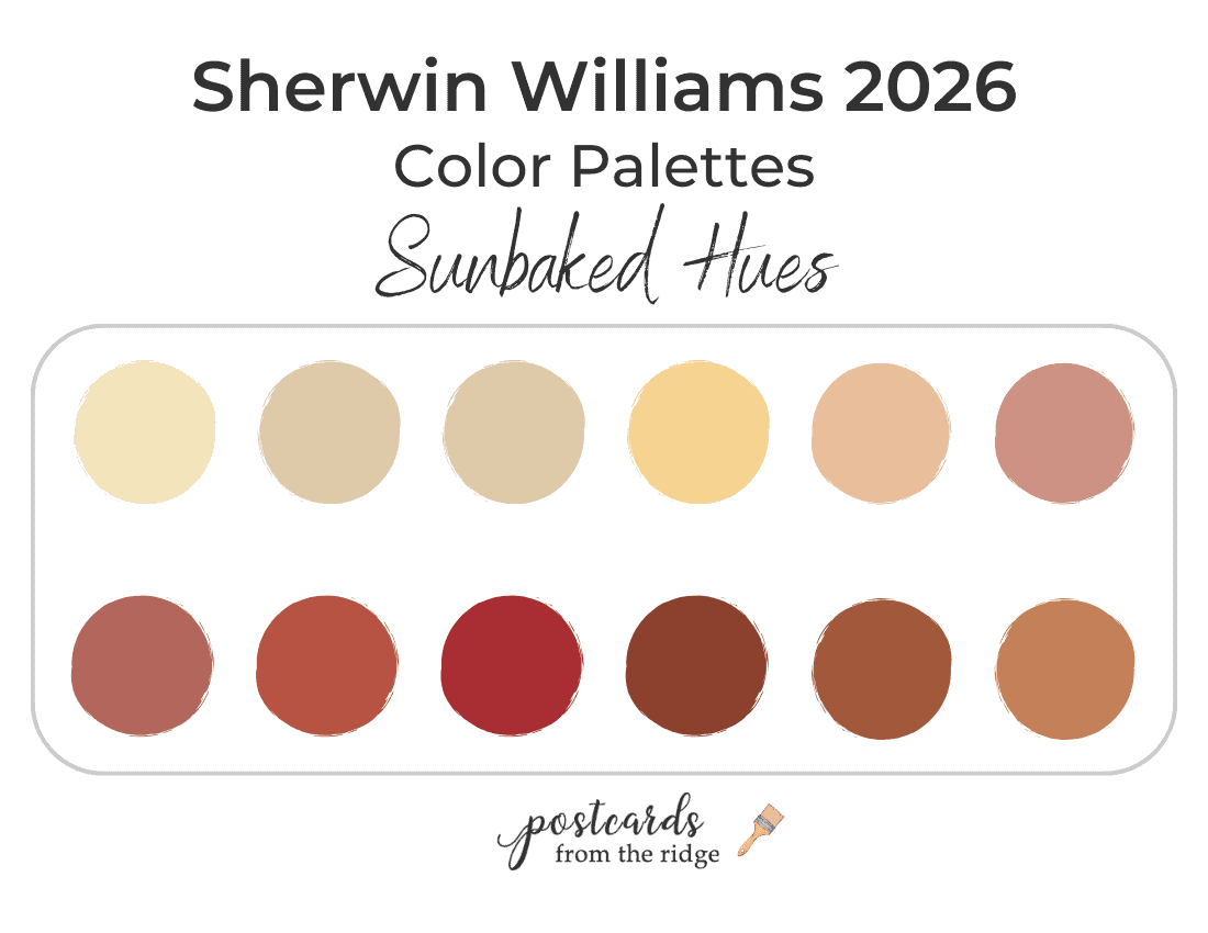 sherwin williams 2026 color palettes sunbaked hues