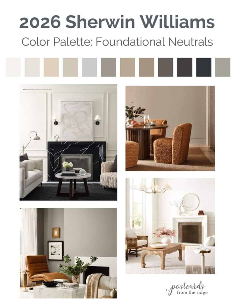 Sherwin Williams 2026 color palettes foundational neutrals