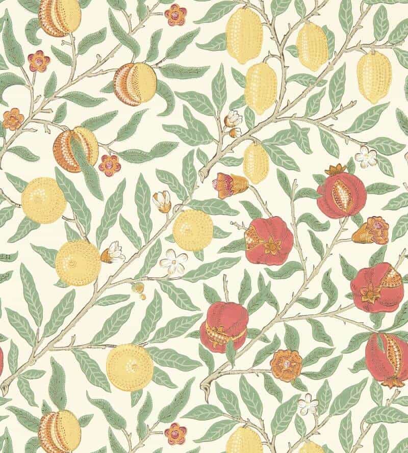 william morris fruit bayleaf russet wallpaper