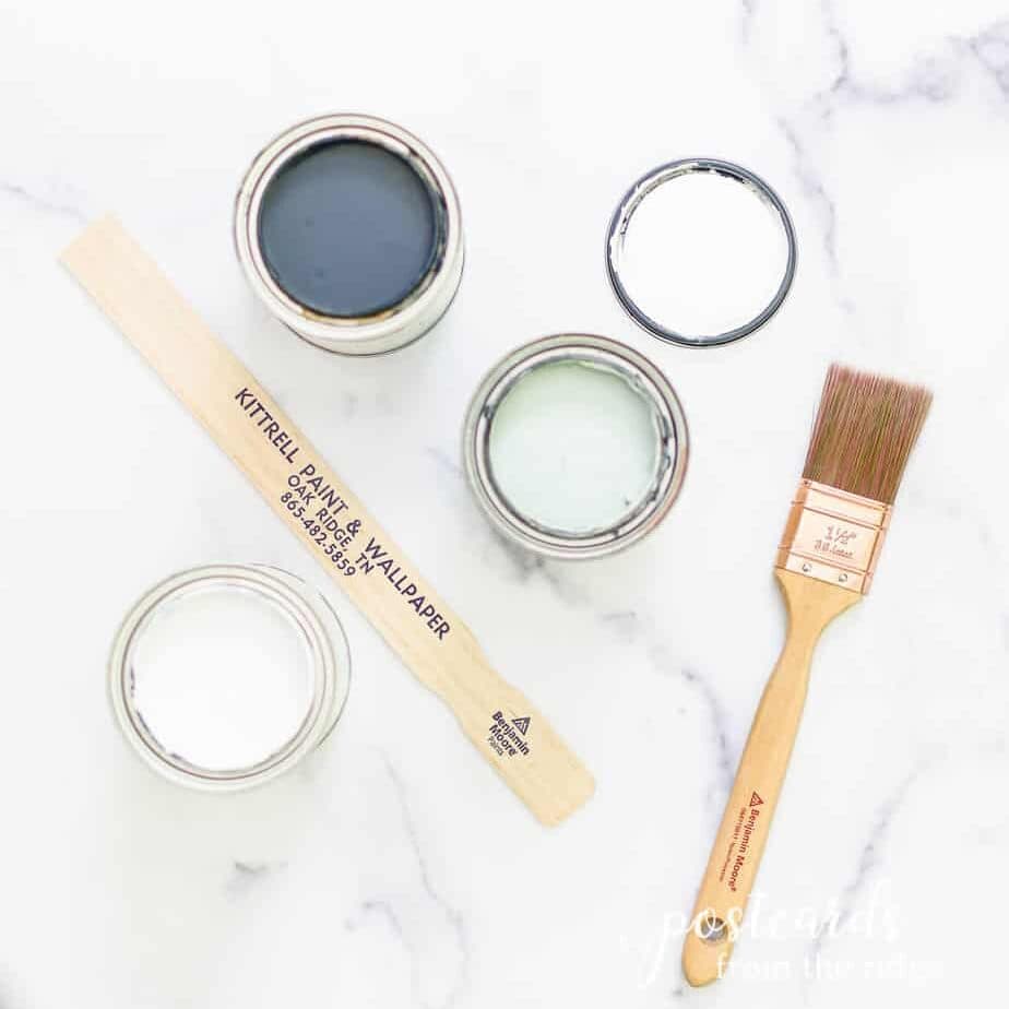 Benjamin Moore color tester samples and brush