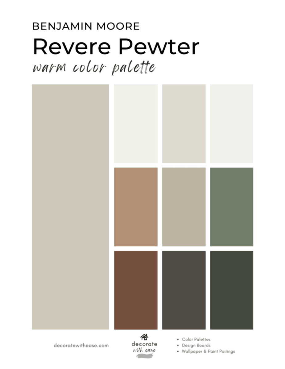 Benjamin Moore Revere Pewter Warm Color Palette