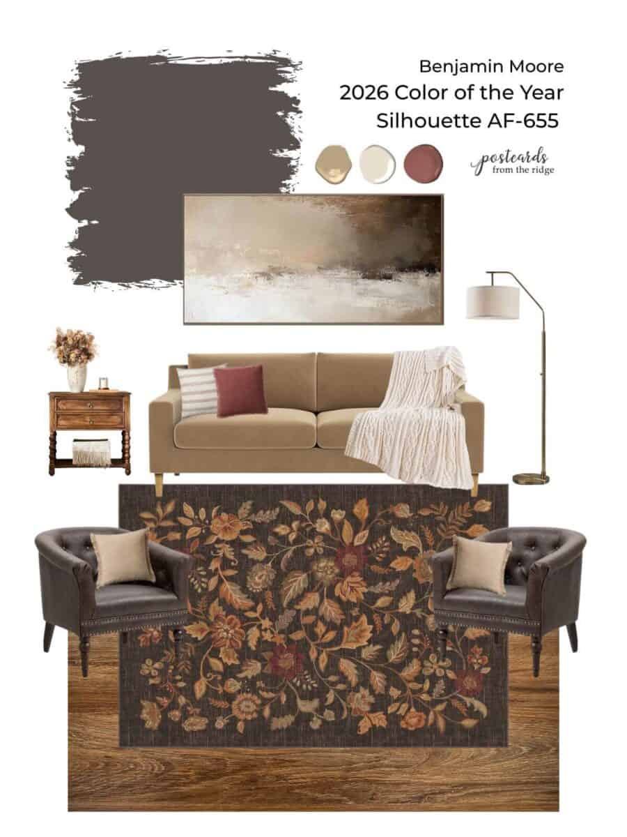 Benjamin Moore Silhouette Living Room Mood Board