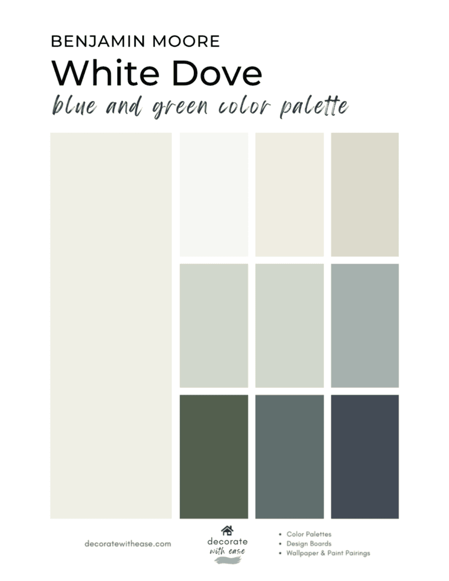 White Dove Benjamin Moore blue and green color palette