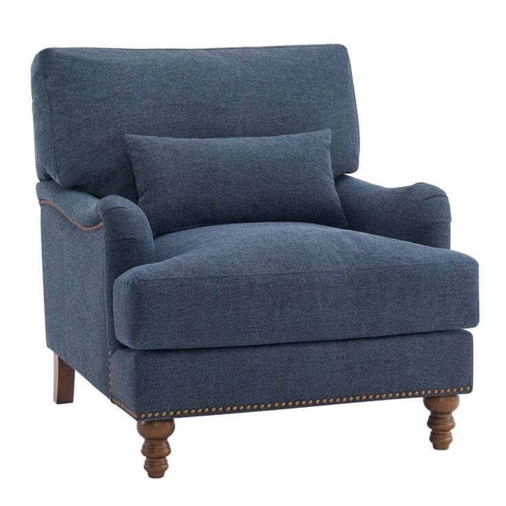 linen blue club chair