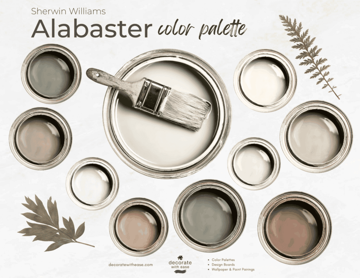 Sherwin Williams Alabaster Paint Color Palette with soft muted colors