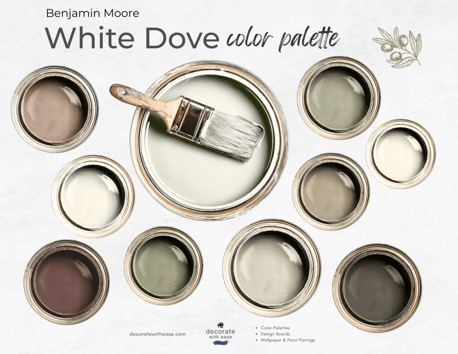 Benjamin Moore White Dove OC-17 Paint Color Review and Color Palette ...