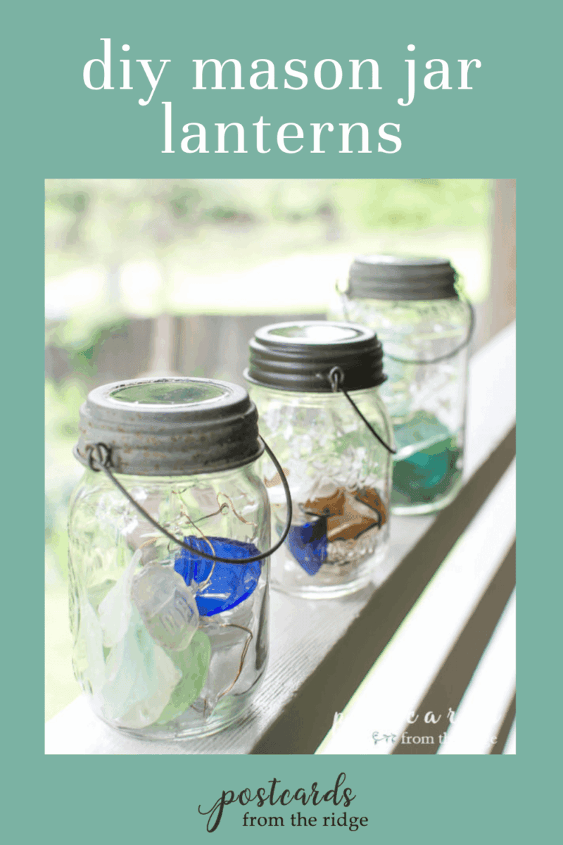 DIY mason jar lanterns with solar fairy light lids