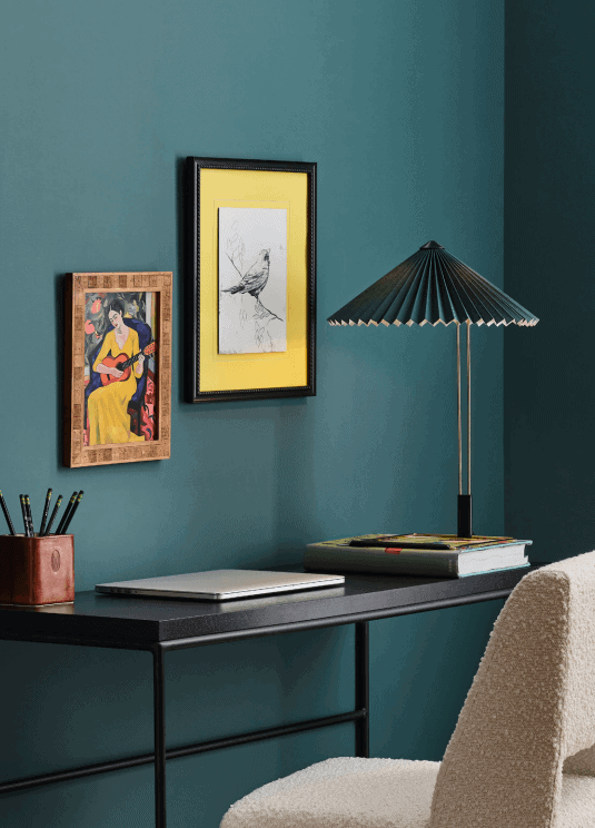 Sherwin Williams Deep Sea Dive office walls