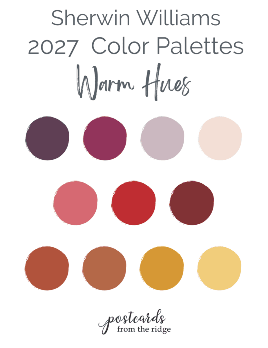 2027 Sherwin Williams Paint Colors warm hues