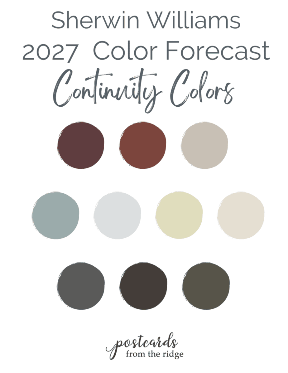 Sherwin Williams 2027 color palette continuity colors