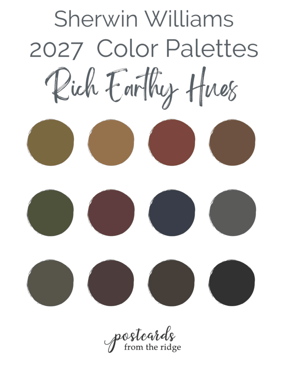 Sherwin Williams 2027 color palette rich earthy hues