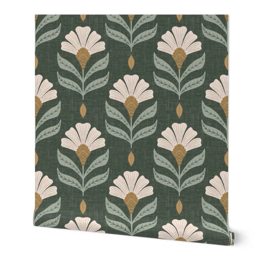 Wallpaper in medium - Chiara - rustic green spoonflower peel and stick wallpaper best seller