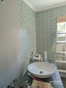 installing green and white leafy wallpaper from Love vs Design